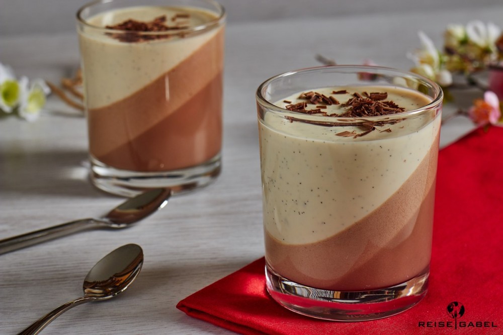 Nutella Panna Cotta mit Vanille Reisegabel