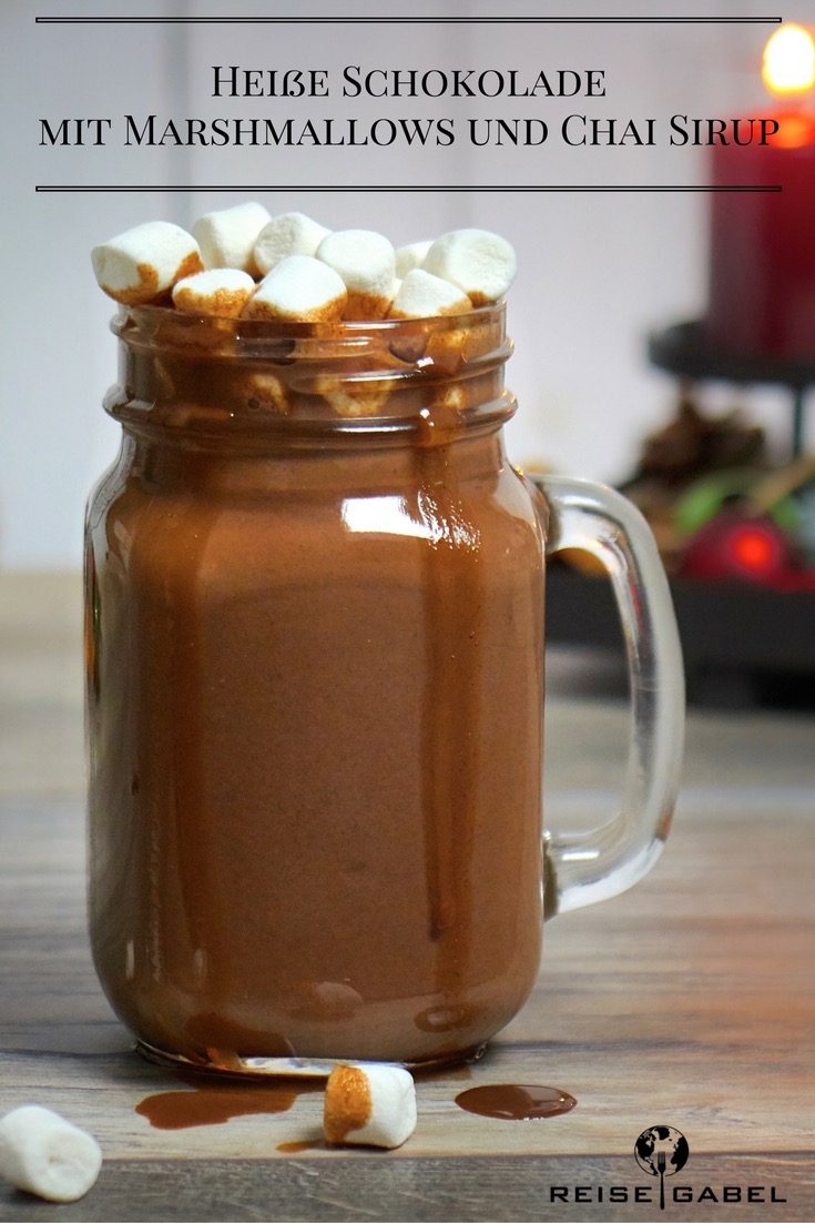 Heiße Schokolade mit Marshmallows und Chai Sirup - Reisegabel