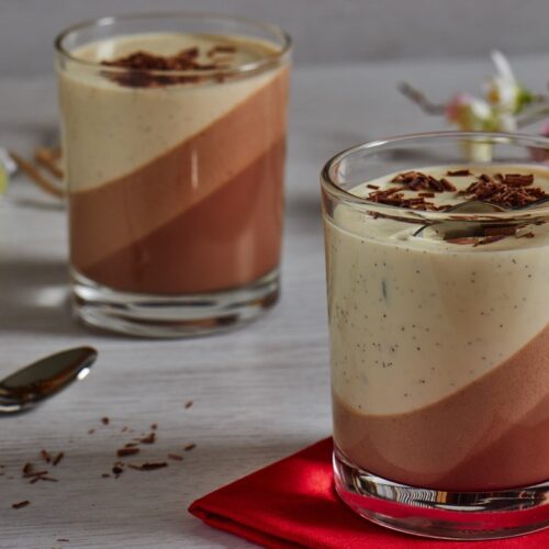 Nutella Panna Cotta mit Vanille in Schichtoptik im Glas